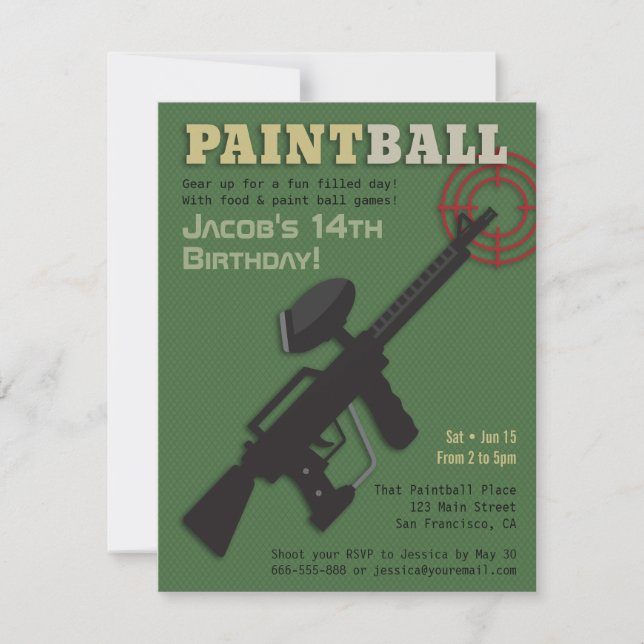Target Paintball Birthday Party Invitations (Front)