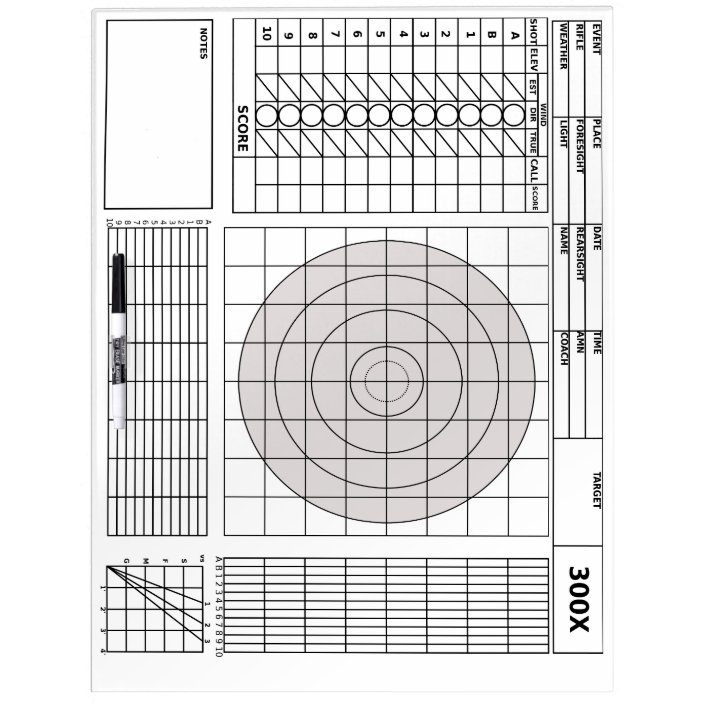 Target Rifle Scorecard Dry Erase Board Zazzle.co.uk