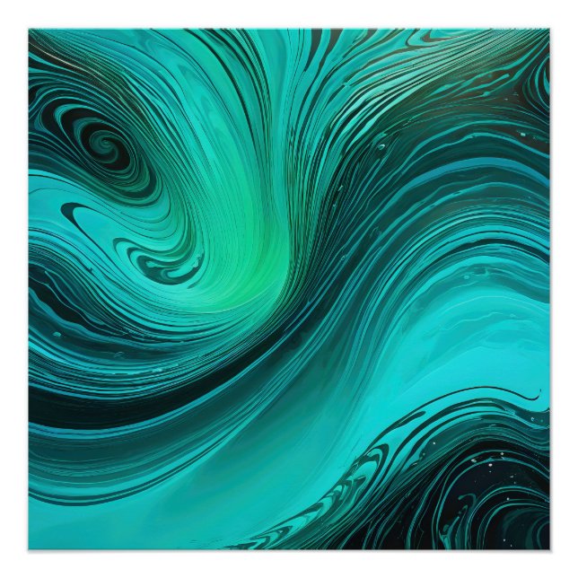 "Tarifa" Blue Swirls Waves Poster (Front)