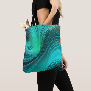 "Tarifa" Blue Swirls Waves Tote Bag