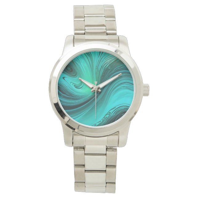 "Tarifa" Blue Swirls Waves Watch (Front)