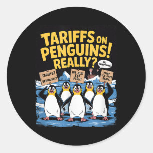Tariff Penguins Flippers Up Heard Island Funny Res Classic Round Sticker