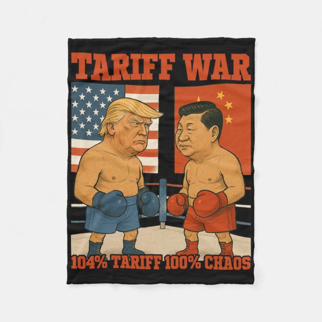 Tariff War Funny Trump Vs Xi Jinping Boxing Match  Fleece Blanket (Front)