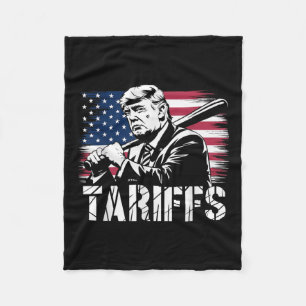Tariffs Trump Usa Flag Trade Power Funny Tess Fleece Blanket