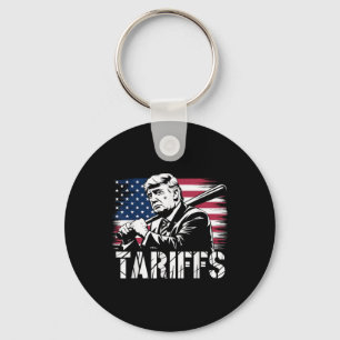Tariffs Trump Usa Flag Trade Power Funny Tess  Key Ring