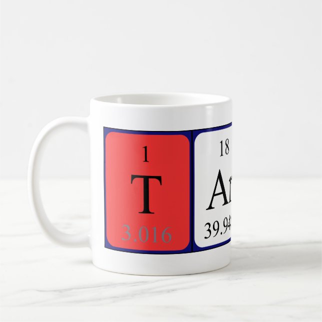 Tarik periodic table name mug (Left)