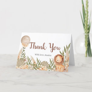 Tarjeta De Agradecimiento Lion Boho pampas Grass t Thank You Card