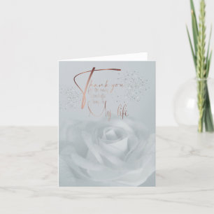Tarjeta de agradecimiento plegada con rosa blanca thank you card