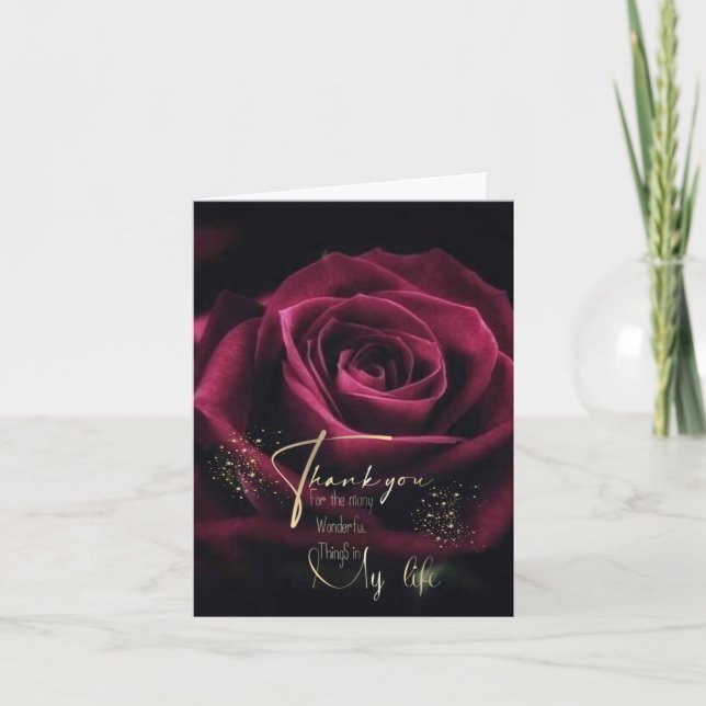 Tarjeta de agradecimiento plegada con rosa thank you card (Front)
