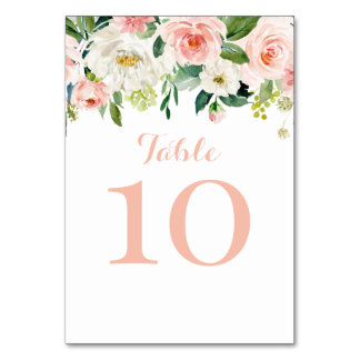 Tarjeta De Mesa Floral watercolor pink table numbe Number