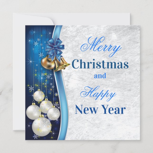 Tarjeta de Navidad Azul Holiday Card (Front)