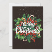 Tarjeta de navidad con adorno en fondo negro