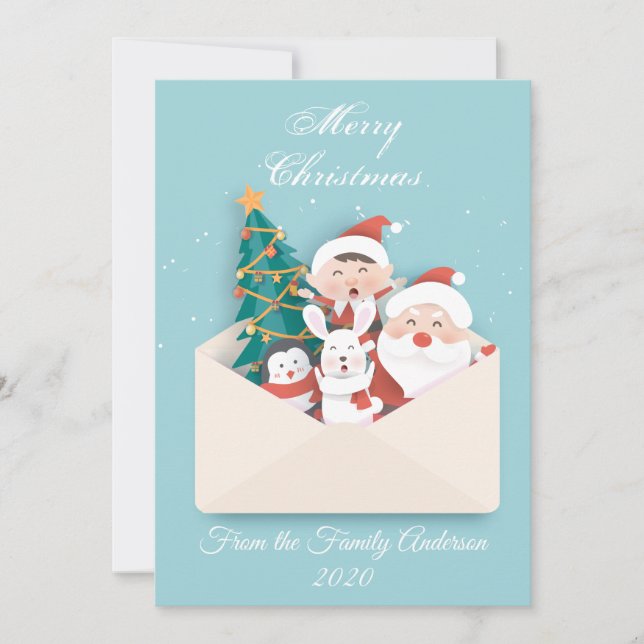 Tarjeta de navidad con sobre y detalles navideños holiday card (Front)