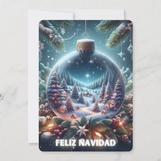 Tarjeta de Navidad  - Feliz Navidad Adorno Holiday Card (Front)