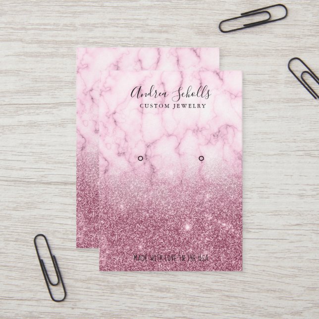 Tarjeta De Visita  Elegant Gold Glitter Marble Mod Business Card (Front/Back In Situ)