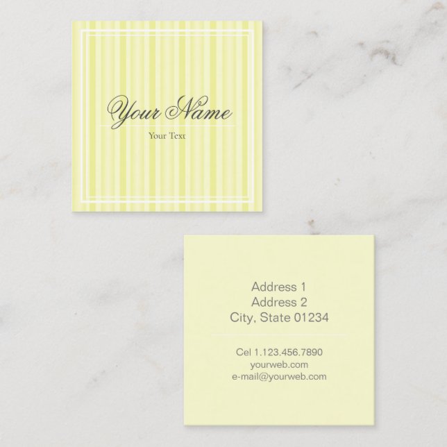 Tarjeta de Visita - Líneas - Amarillo Square Business Card (Front/Back)