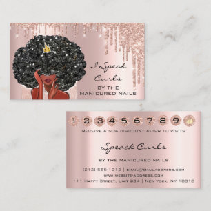 Tarjeta De Visita Loyalty Card 10 Punch Curly Hair