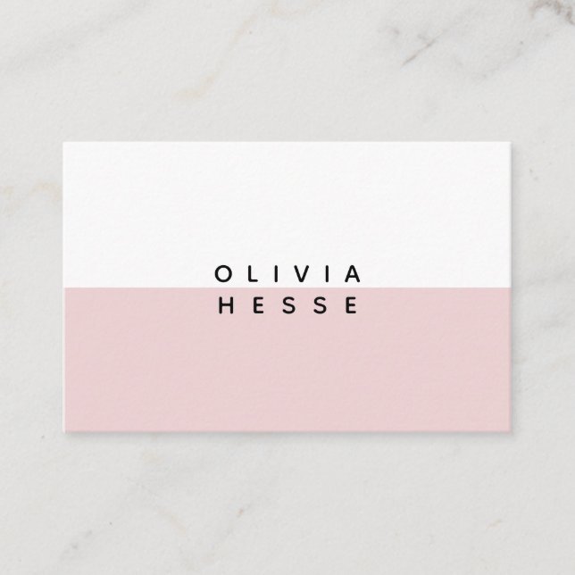 Tarjeta de visita Minimal Pink White Business Card (Front)