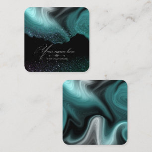 Tarjeta de visita turquesa con purpurina square business card