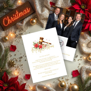Tarjeta Festiva Elegant Christmas Law Gavel for Co Holiday Card