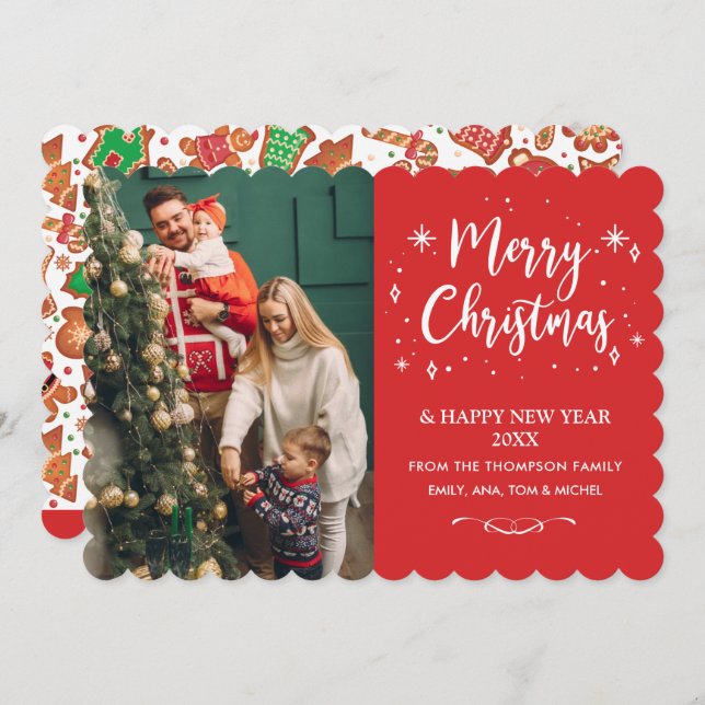 Tarjeta Festiva Family Christmas Cookie photo Card (Front/Back)