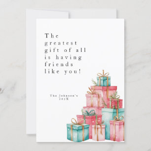 Tarjeta Festiva Minimal Pastel Regalos con Foto Holiday Card