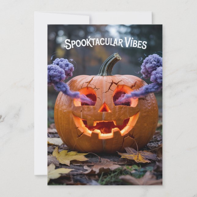 Tarjeta Halloween - Vibraciones espeluznantes Holiday Card (Front)