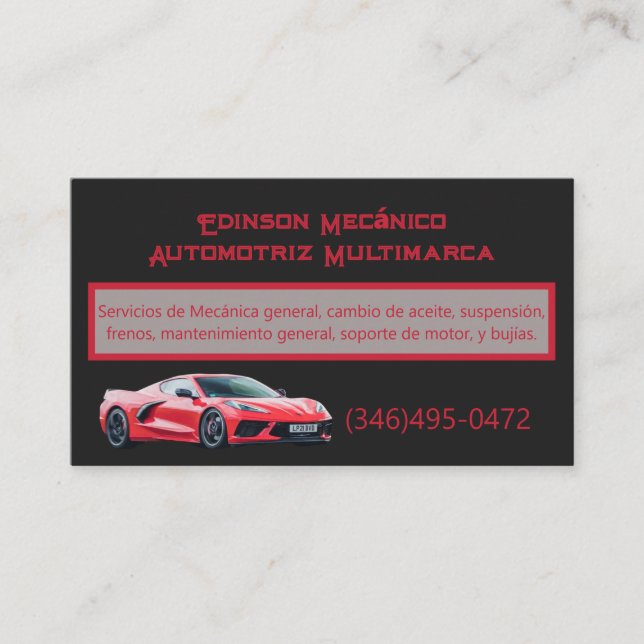 Tarjeta Negocios Mecánico Business Card (Front)
