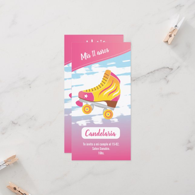 Tarjeta plana, temática patinaje (Front/Back In Situ)