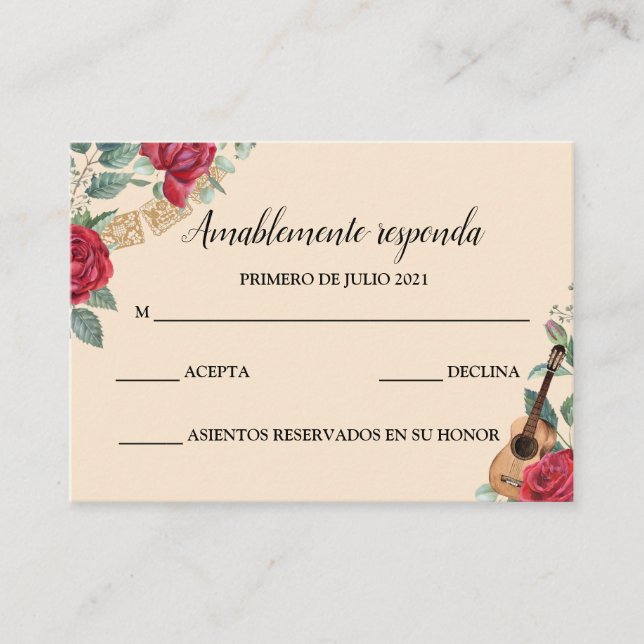 Tarjeta RSVP  Burgundy Red Charra Invitation (Front)