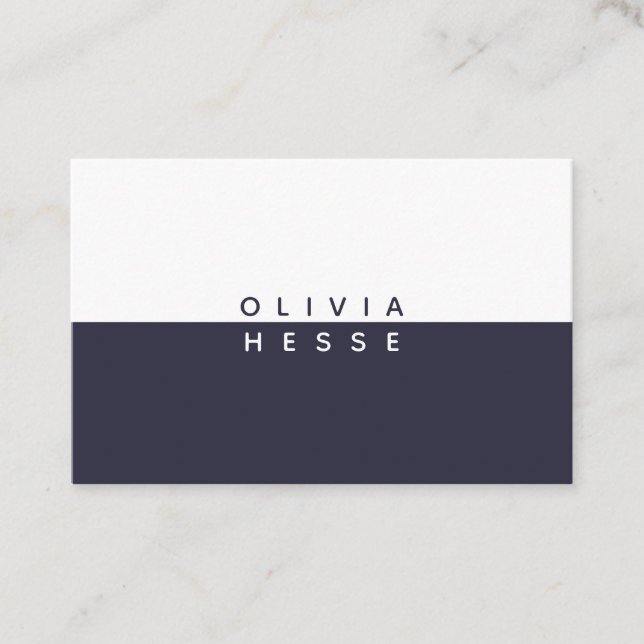 Tarjeta visita Minimal DarkBlue White BusinessCard Business Card (Front)