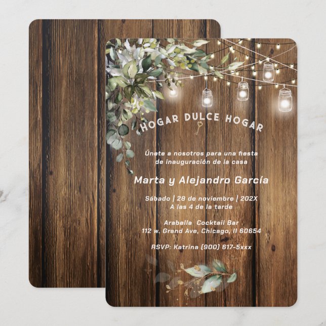 Tarjetas De Invitación Para Inauguración Casa Invitation (Front/Back)
