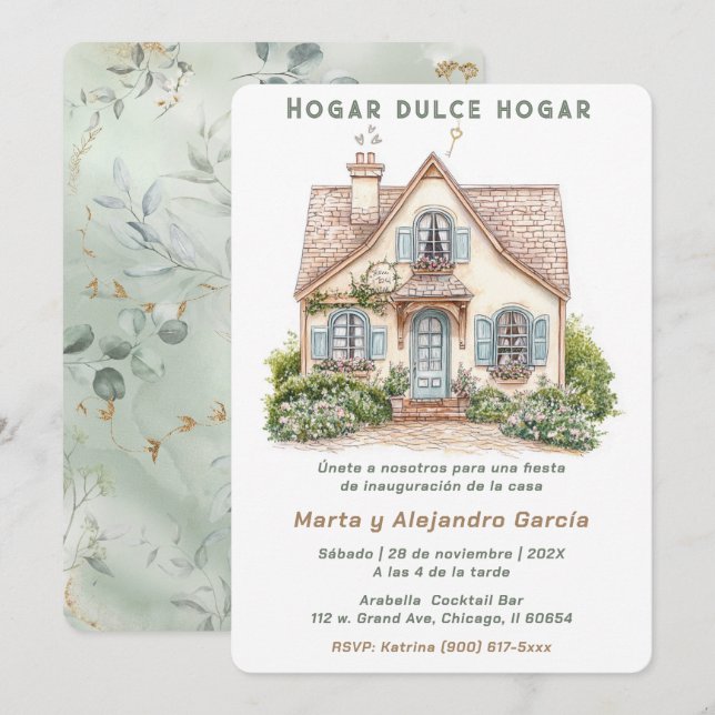Tarjetas De Invitación Para Inauguración Casa Invitation (Front/Back)