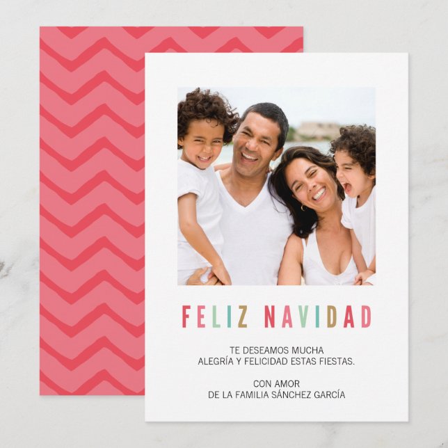 Tarjetas Navideñas de Foto | Saludos Coloridos Invitation (Front/Back)