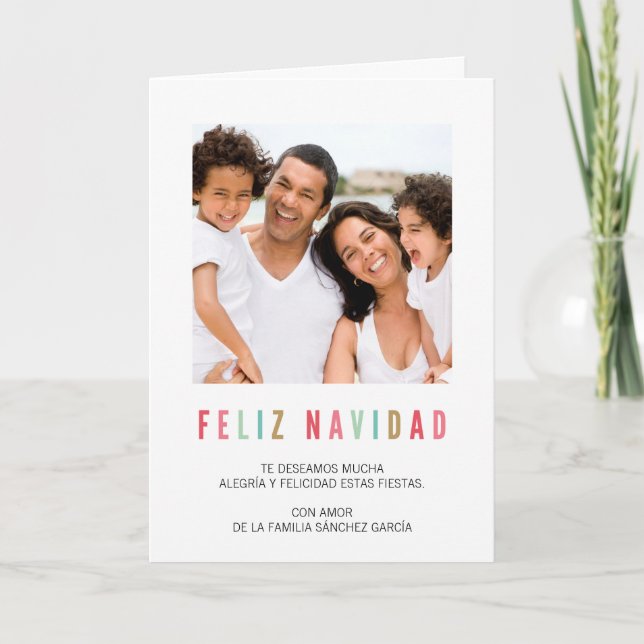 Tarjetas Navideñas de Photo | Colorful Saludes Holiday Card (Front)