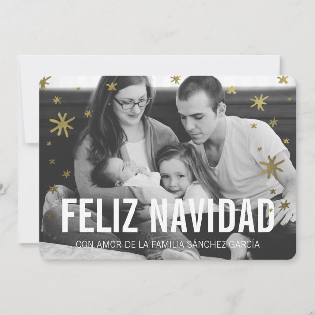 Tarjetas Navideñas de Photo | Nieve de Oro Holiday Card (Front)