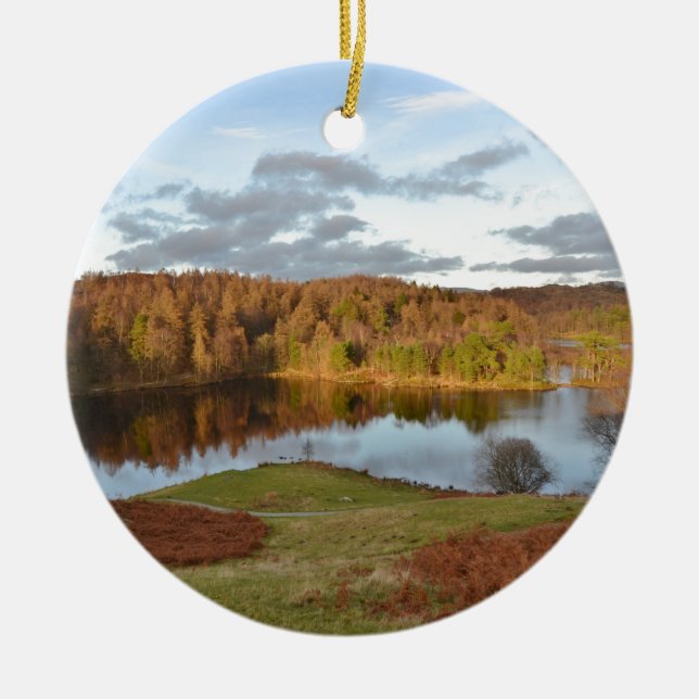 Tarn Hows - English Lake District Ceramic Tree Decoration (Front)