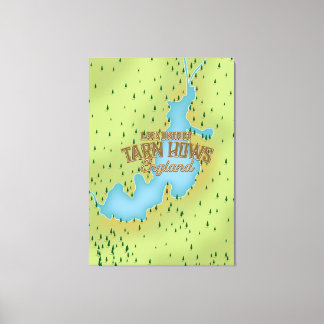 Tarn Hows, lake district, travel map. Canvas Print