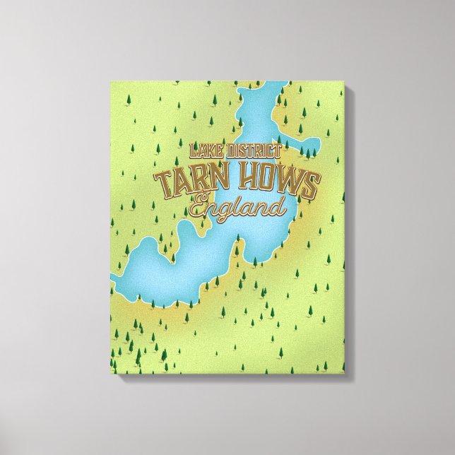 Tarn Hows, lake district, travel map. Canvas Print (Front)