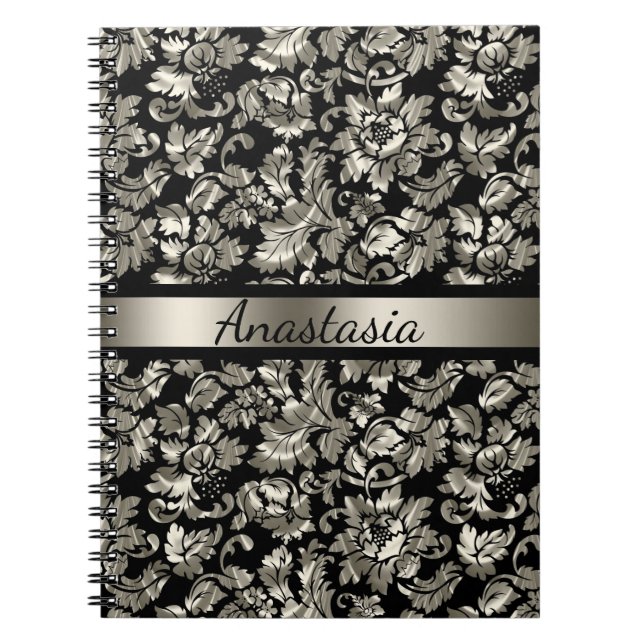 Tarnished Silver Damask Notebook (Front)