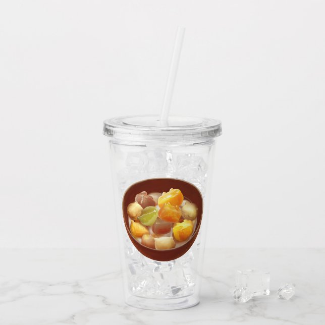 Taro Ball Dessert Illustration Acrylic Tumbler (Back Ice)