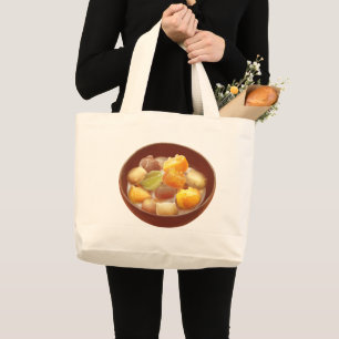 Taro Ball Dessert Illustration Large Tote Bag