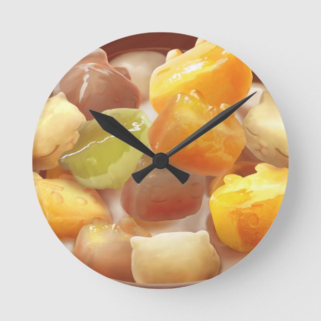 Taro Ball Dessert Illustration Round Clock (Front)