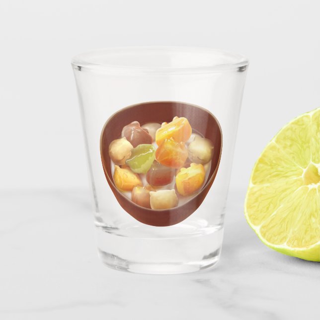 Taro Ball Dessert Illustration Shot Glass (Front)