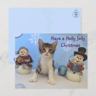 Taromina the Cat - Holly Jolly Christmas Postcard