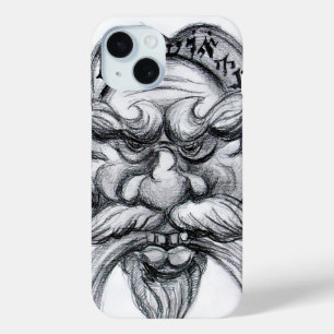 TAROT/ANTIQUE FANTASY GROTESQUE MASK Black White iPhone 15 Case
