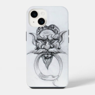 TAROT/ANTIQUE FANTASY GROTESQUE MASK Black White iPhone 14 Case