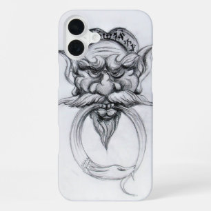 TAROT/ANTIQUE FANTASY GROTESQUE MASK Black White iPhone 16 Plus Case