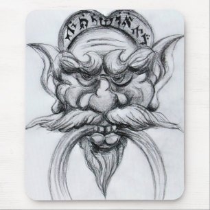 TAROT/ANTIQUE FANTASY GROTESQUE MASK Black White Mouse Mat