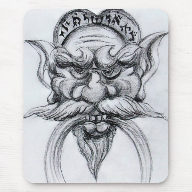 TAROT/ANTIQUE FANTASY GROTESQUE MASK Black White Mouse Mat (Front)